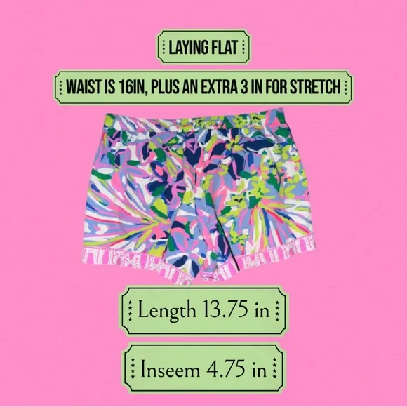 Lilly Pulitzer Womens sz med Rayonne colorful lightweight shorts with drawstring - Picture 7 of 12